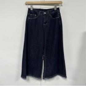 ZC一粒扣下摆毛边原色牛仔阔腿裤50307夏季260212115156