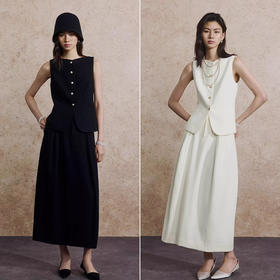 【高品质私服】【ZZ肌理感黑色马甲+半裙】立裁式超短版型，不过分紧勒，却精细托起腰线G1548/G1547-CC【无标出货 介意慎拍】