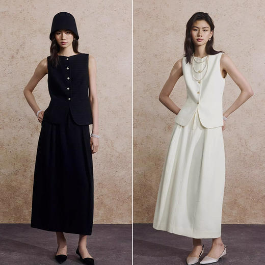 【高品质私服】【ZZ肌理感黑色马甲+半裙】立裁式超短版型，不过分紧勒，却精细托起腰线G1548/G1547-CC【无标出货 介意慎拍】 商品图0