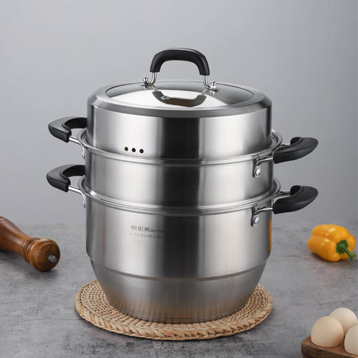 贝伦斯304不锈钢蒸锅蒸笼加厚复底通用 商品图4