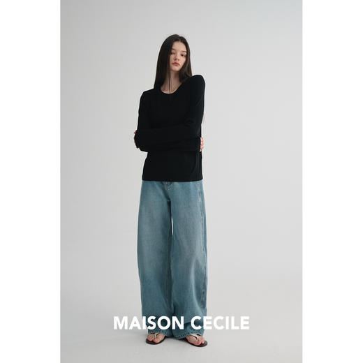 MAISON CECILE 三色/天丝羊毛细腻柔软百搭纯色圆领长袖打底衫 商品图4