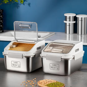 【芬兰MISANBROO】米膳葆抗菌型316不锈钢储存米桶 长方形 6L/11L