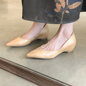 【预售5天】优雅舒适通勤内增高头层牛皮秋季中跟百搭尖头真皮浅口单鞋女DY&11520