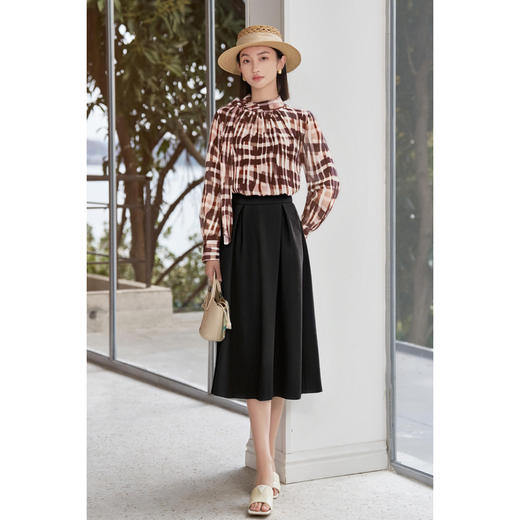 剩S/M/L 米思阳2026春新款优雅复古风格纹立领衬衫宽松舒适上衣女3432 商品图4