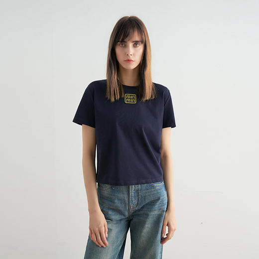 COCO ZONE 刘一一 时尚字母纯色短袖T恤圆领显瘦短款上衣CC1A0551 商品图3