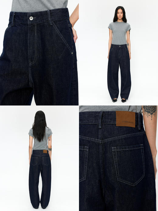 素舶 S3 宽松休闲阔腿弯刀牛仔裤 梨形友好 不掉色原牛水洗低腰 商品图1