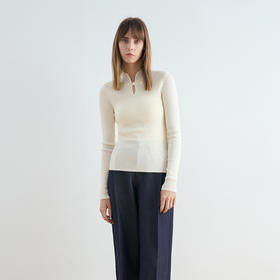 COCO ZONE&刘一一时尚轻国风中式盘口针织衫半高领毛衣24C10273