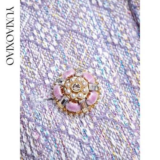 余潇潇【高智千金】绵羊毛混纺粗花呢菱形花纹小香外套&宽松直筒裤 商品图2