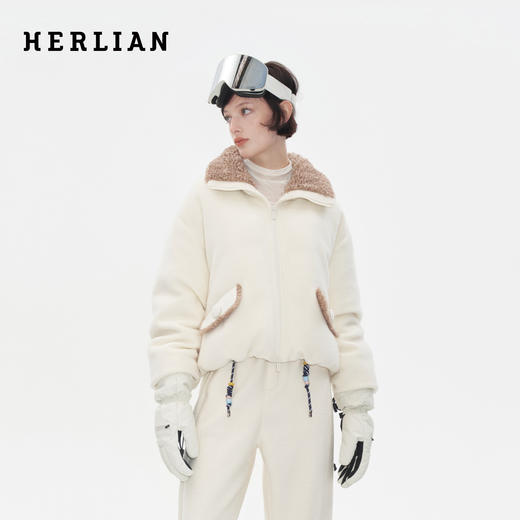 HERLIAN 2025秋季新品女士摇粒绒拼接抽绳设计外套 商品图0