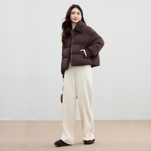 【内购】【90%白鸭绒】美拉德雅丹风羊羔毛翻领宽松保暖厚不臃肿羽绒服-W54YC2036 商品图2