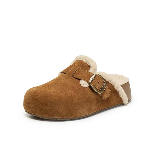 BF楼百丽加毛厚岛吐司2代勃肯鞋女2025新款厚底增高包头拖鞋E6U1DDH5 商品图1