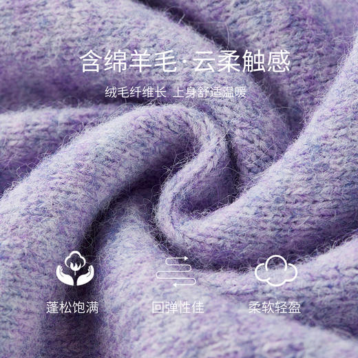 【内购】【含绵羊毛】优雅通勤圆领亮片宽松落肩袖软糯弹力毛衣-W53EE3470 商品图4