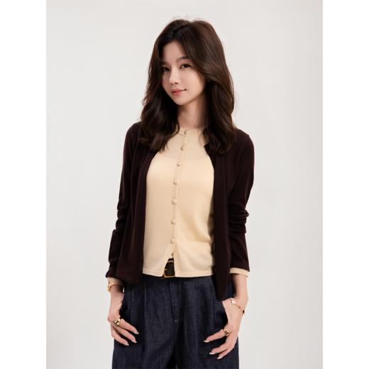 COCO ZONE 刘一一 【100绵羊毛】文艺风假两件毛织上衣CD1A1019 商品图0