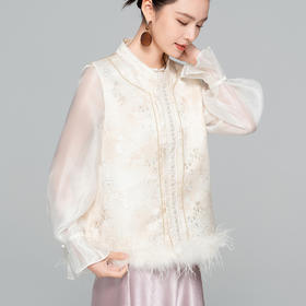 「自」全新升级【铂金会员293/天猫399/差价106】(21131)洛诗琳新中式优雅提花马甲2025秋季新款气质立领国风上衣女