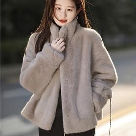 品牌直发【ORIGNAL&CO  米兰貂大衣】短款保暖立领外套 毛针匀密顺直  百搭柔软舒适