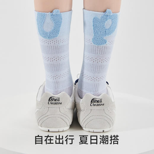 4双一组！2025早秋新款后跟毛绒字母无骨女袜棉袜  94%高含棉量 镂空网眼透气柔软亲肤 商品图6