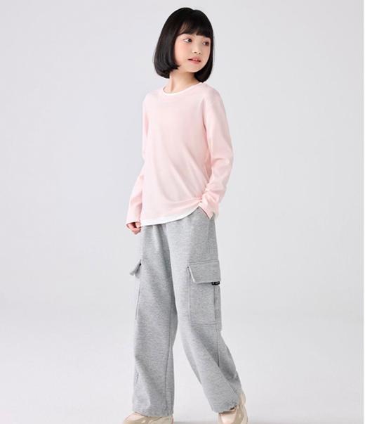 老米优品🎈好品质！120-170码🍃A类面料《45%莱赛尔天丝+45%棉+10%氨纶》假两件长袖tee》马卡龙色儿童宣纸速干长袖衫~ 商品图4