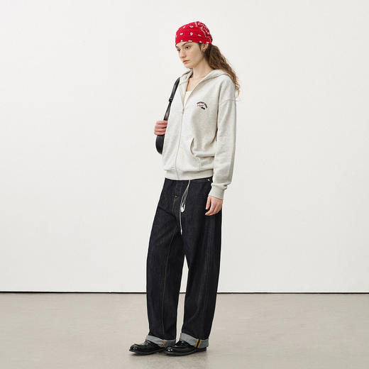 714street复古印花连帽卫衣开衫男2025秋冬潮牌情侣帽衫宽松外套 商品图2