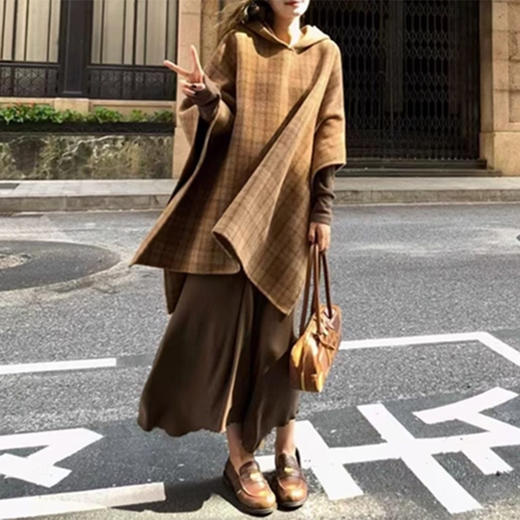 裁缝学苑AQ547复古赫本风连帽斗篷大衣纸样女装韩系中长款双面毛呢外套样板 商品图4