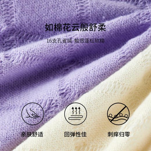 【内购】【撞色花朵刺绣】圆领单排珠扣菱形肌理16支孔雀绒软糯开衫针织衫-W53HB3475 商品图4