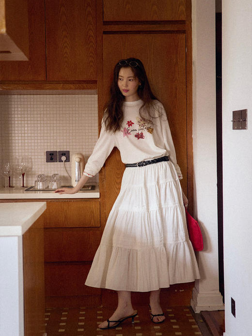 Even Vintage | 竹纤维混纺 浪漫优雅风白色肌理感蓬蓬蛋糕半身裙 商品图2