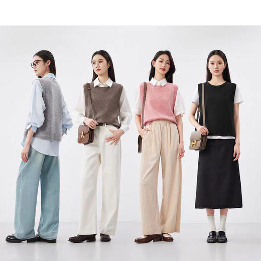 2025秋冬新品圆领无缝一体纯1OO%羊毛彩点纱针织马甲马夹背心女款 商品图3