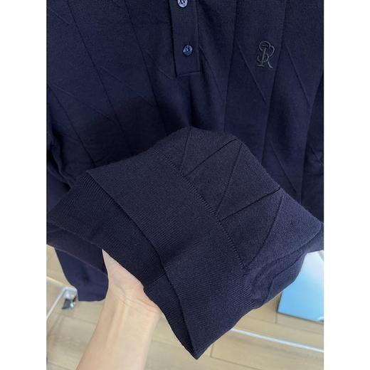 羊绒真丝混纺坑条男士薄款毛衣翻领针织Polo衫短袖 商品图4