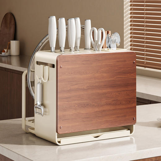 摩登主妇中古风刀架置物架2025新款厨房菜刀菜板架一体刀具收纳架 商品图3