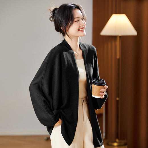 79-2606-1882025秋日新款基础款针织开衫宽松披肩外搭毛衣复古休闲上衣女装潮 商品图3