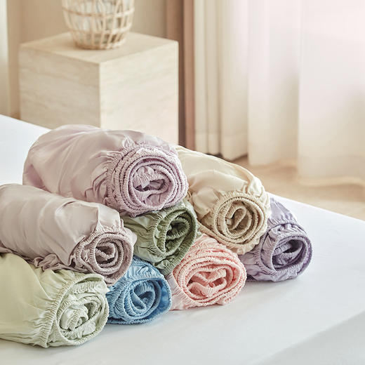 【60S竹纤维床笠】竹纤维单品床笠良品纯色60S支A类抗菌床套席梦思套婴幼儿 商品图0