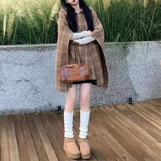 裁缝学苑AQ547复古赫本风连帽斗篷大衣纸样女装韩系中长款双面毛呢外套样板 商品图3