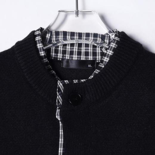 250130SDSA男士秋冬新款痞帅男装潮牌拼接假两件毛衣纽扣针织衫开衫百搭 商品图1