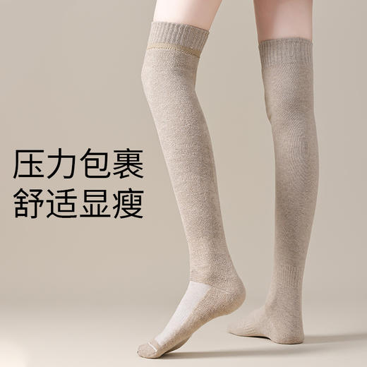【买一送一】大腿过膝袜子女秋冬季加绒加厚保暖护膝长袜子纯棉长筒袜 商品图2