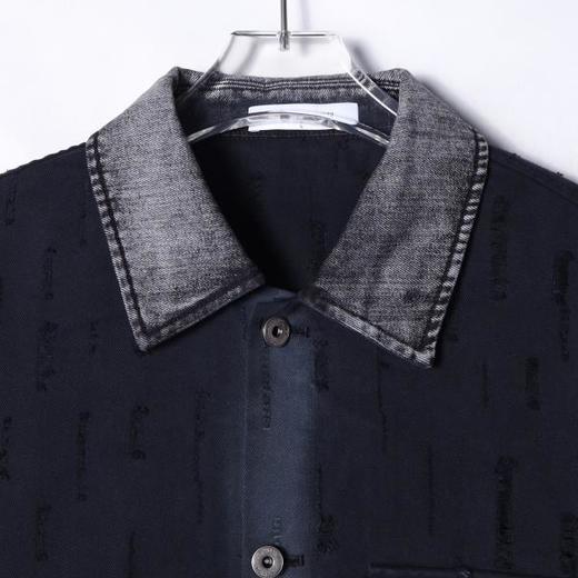 56156SDSA男士秋冬新款痞帅男装潮牌渐变磨破翻领长袖衬衫时尚百搭衬衣 商品图2