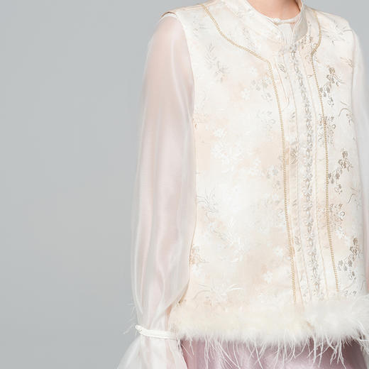 「自」全新升级【铂金会员293/天猫399/差价106】(21131)洛诗琳新中式优雅提花马甲2025秋季新款气质立领国风上衣女 商品图3