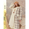 两三事梵高文艺薄雾诗行2025秋冬款向日葵绣花连帽格子毛呢外套女 商品缩略图0