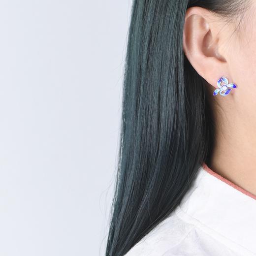 【花开梦醒】S925银烧蓝镶淡水珍珠耳饰【SCH-SY33200】 商品图3