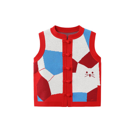 【商场同款】英氏儿童马夹保暖可爱猫咪拼色春秋新款时尚潮流 商品图4