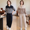 W351-1791套装-165-228妈妈秋装休闲运动服套装2025新款中老年女春秋条纹卫衣洋气针织衫 商品缩略图0