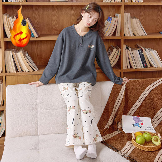 睡衣女款秋冬季2025新款卡通羊毛蚕丝保暖磨毛可外穿家居服套装 商品图6