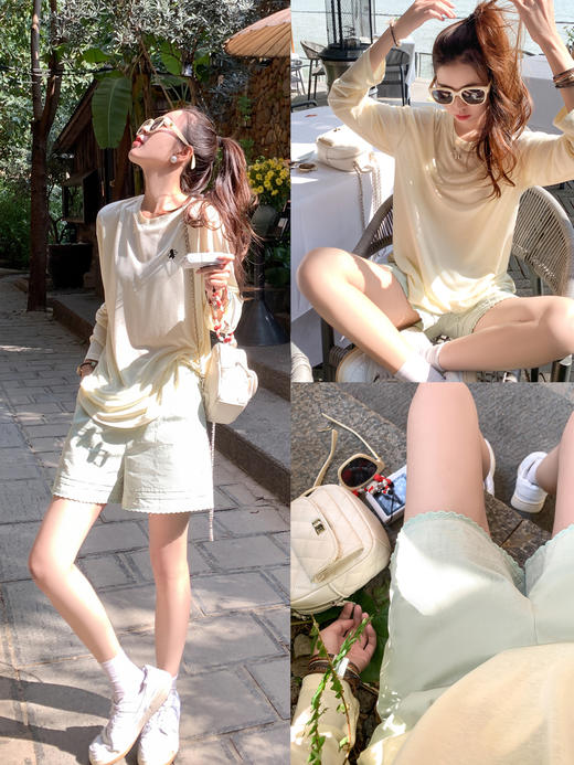 【110元任选2件】最后一波现货！慵懒百搭浅黄色宽松防晒长袖T恤 商品图6