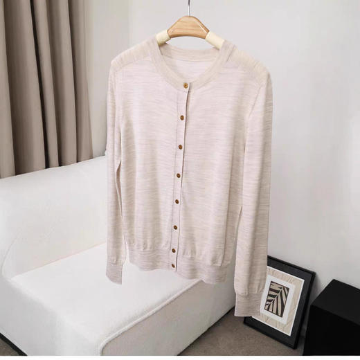 德国扬子纱100%美丽诺羊毛针织圆领开衫精纺60支外套秋冬薄款女25年新款！ 商品图3