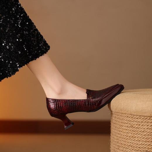 【预售5天】真皮高跟单鞋女春秋新款尖头小皮鞋粗跟时尚优雅百搭女鞋SY&fh506 商品图3