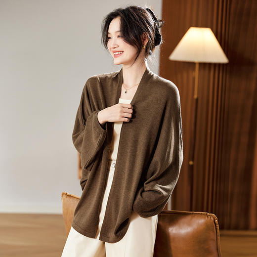 79-2606-1882025秋日新款基础款针织开衫宽松披肩外搭毛衣复古休闲上衣女装潮 商品图2