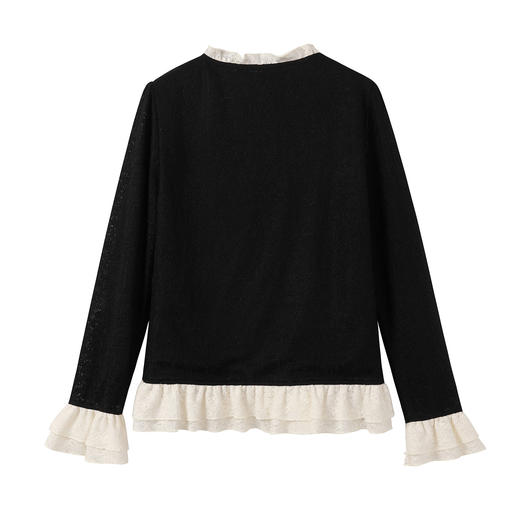 奢姿大码女装2025秋季时尚蕾丝花边拼接上衣胖妹妹气质优雅上衣9953194248 商品图1