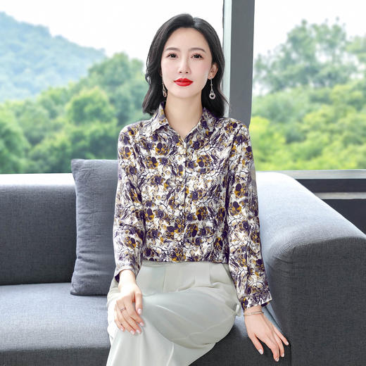 KQL E333N3300妈妈雪纺衬衫洋气大码薄款小衫 商品图3