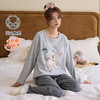 全棉睡衣女带胸垫春秋季长袖卡通可爱风两件套装纯棉韩版家居服冬 商品缩略图6