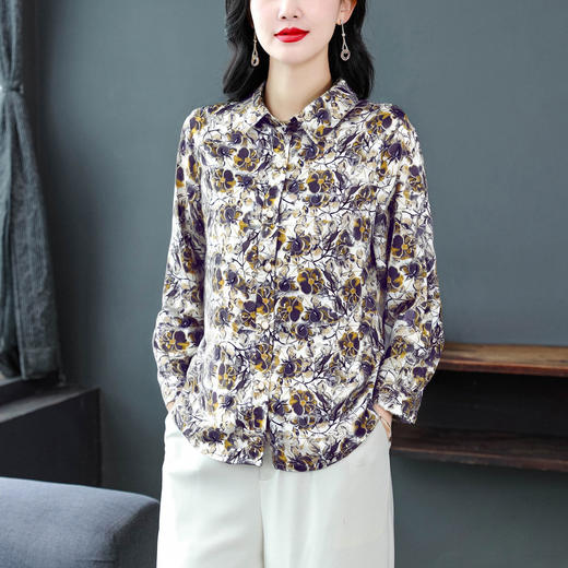 KQL E333N3300妈妈雪纺衬衫洋气大码薄款小衫 商品图1