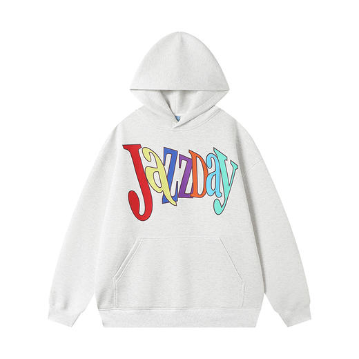 CryingCenterJazzDay字母印花棉软空气层廓形戴帽花灰卫衣 商品图3