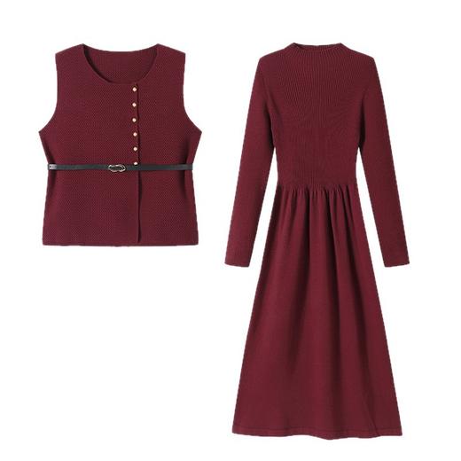 M2750-198针织衫马甲两件套装裙女士秋冬2025新款春秋高级感减龄穿搭一整套 商品图4